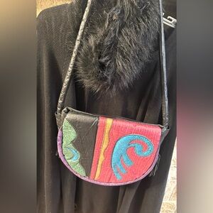 Vintage patchwork leather large Colorful Crossbody Bag